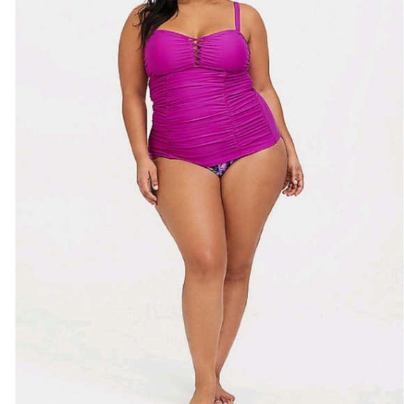 Torrid Fuschia Lattice Wireless Tankini Top Size 4X - Picture 2 of 3